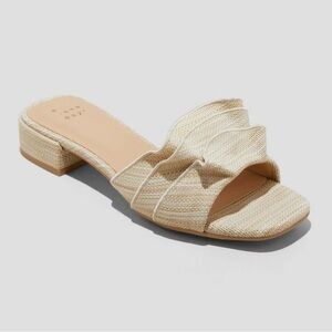 a new day Beige Ruffle Slide Sandals